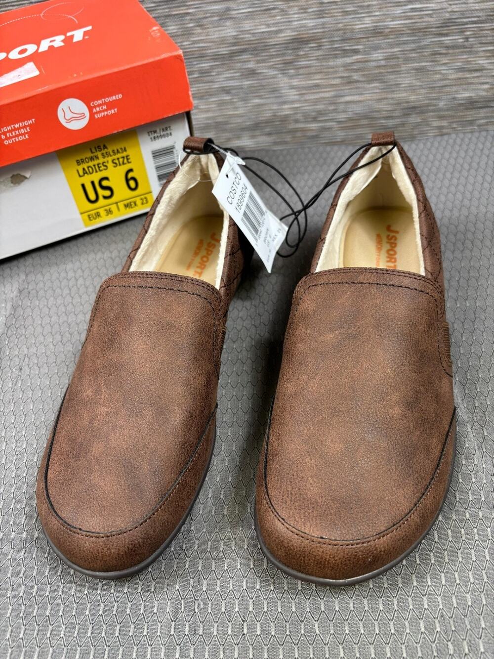 J Sport Lisa Casual Slip On Memory Foam Shoes Womens Size 6 Brown S5LSA34 NEW